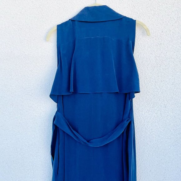 L'AGENCE Silk Wrap Navy Maxi Dress Jacket Belted Women XS/TP - Picture 8 of 10